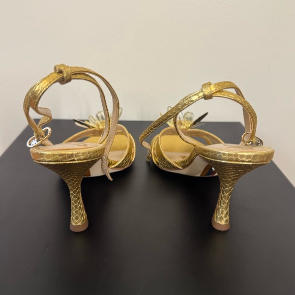 NEW IN BOX Sam Edelman Gold Heels with Floral Accent Size 6.5 Delicate - Picture 5 of 13